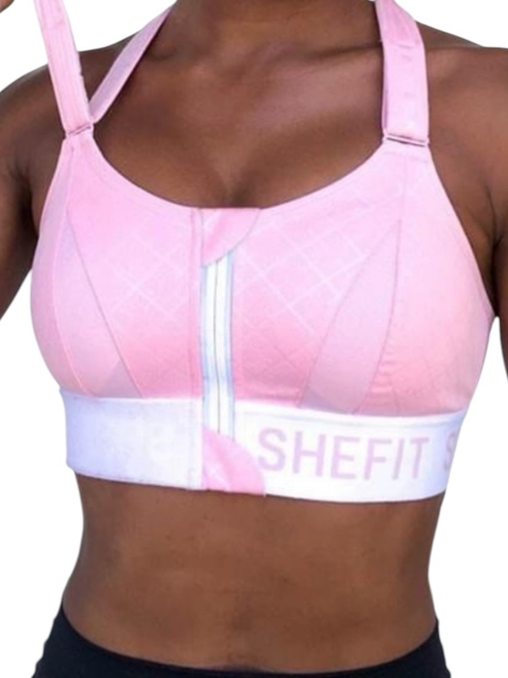 SHEFIT - Ultimate Sports Bra Pink Adjustable High Impact Bra Size 3Luxe